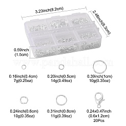 DIYジュエリーメイキングファインディングキット  真鍮オープン丸カンを含む  亜鉛合金カニカン  銀  12x6mm  20pc&nbsp;DIY-FS0009-91S