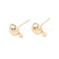 304ステンレススチールスタッドピアス金具  水平ループ付き  半円  18KGP本金メッキ  9x6mm  穴：1mm  ピン：0.7mm&nbsp;STAS-P307-17A-G
