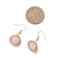宝石の花のダングルイヤリング  真鍮製のピアスフック付き  ゴールドカラー  33x17.5mm&nbsp;EJEW-JE06720