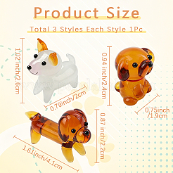 3Pcs 3 Styles Puppy Glass Display Decoration&nbsp;DJEW-DJ0001-12A