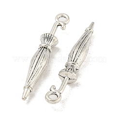 チベット風亜鉛合金チャーム  傘  鉛フリー＆カドミウムフリー  アンティークシルバー  35x6mm  穴：2.5mm  約333個/500g&nbsp;TIBEP-R334-195AS-RS
