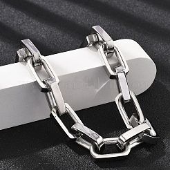 304ステンレススチールリンクチェーンブレスレット女性男性用  ステンレス鋼色  9インチ（22.9cm）&nbsp;BJEW-A031-06P