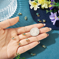 12Pcs 2 Styles Brass Micro Pave Cubic Zirconia Charms&nbsp;KK-TA0008-70E