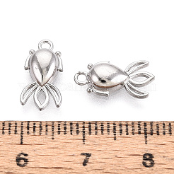 304ステンレススチールチャーム  変色防止  金魚のチャーム  ステンレス鋼色  13x7x3mm  穴：1.4mm&nbsp;STAS-T067-91P