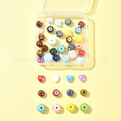手作りのアンティークな艶出し磁器ビーズ40個  混合図形  ミックスカラー  10~13x10~12mm  穴：1.8~2mm  10個/スタイル&nbsp;PORC-FS0001-04