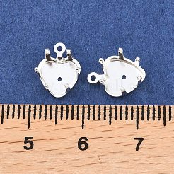 ハート型の真鍮製縫い付け爪留め  先のとがったラインストーンの爪のセッティング  カドミウムフリー＆鉛フリー  925銀メッキ  10.5x8x5.5mm  穴：1mm  トレイのサイズ：7x7mm&nbsp;KK-C163-14A-S
