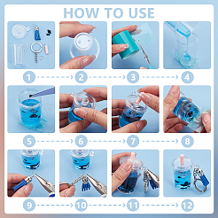Diyキーホルダー作成キット  透明なプラスチックカップの大きなペンダント付き  スエード調タッセルパーツ  模造真珠アクリルビーズと鉄のキーホルダーリング  ミックスカラー  約218個/セット&nbsp;DIY-OC0001-54