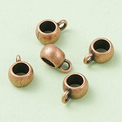 チベットスタイルのアロイロンデルチューブベイル  ループベイル  鉛フリー及びカドミウムフリー  保釈ビーズ  アンティークブロンズ  8x5mm  穴：2mm  内径：5mm&nbsp;TIBE-YW0001-46AB