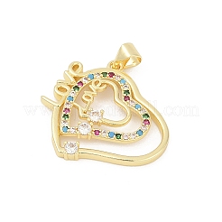 Brass Micro Pave Cubic Zirconia Pendants&nbsp;KK-D317-086G