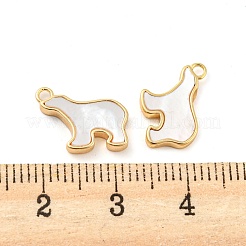 天然淡水シェル真鍮クマチャーム  18KGP本金メッキ  10x13x2mm  穴：1.4mm&nbsp;KK-Q806-10G