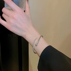 女性用合金カフバングル  ヘビ  銀  内径：2-1/2インチ（6.5cm）&nbsp;FS-WGE8895-01