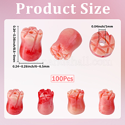 合成サンゴ染めビーズ100個  花  ライトサーモン  8.5~9x6~6.5mm  穴：1mm&nbsp;SHEL-SC0002-11