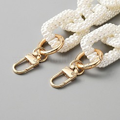 アクリルイミテーションパールアズキチェーンバッグストラップ  合金回転式ナスカン付き  交換用ショルダーバッグアクセサリー用  ホワイト  28.4cm&nbsp;LS-FIND-WH0146-12A