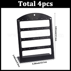 4段L字型アクリルイヤリングオーガナイザーディスプレイスタンド  ブラック  13.7x5.3x17.3cm&nbsp;ODIS-WH0099-65C