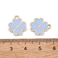 合金エナメルチャーム  クローバーチャーム  ラックめっき  ゴールドカラー  コーンフラワーブルー  15x13x1.5mm  穴：1.6mm&nbsp;ENAM-G235-07G-02