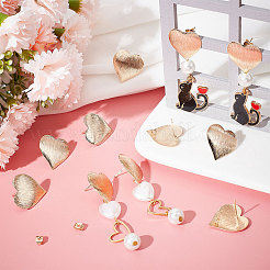 20Pcs Brass Heart Stud Earring Findings&nbsp;KK-BBC0004-89
