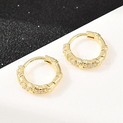 ツイスト真鍮マイクロパヴェクリアキュービックジルコニアフープピアス  18KGP本金メッキ  12x13x3mm&nbsp;EJEW-D348-18G