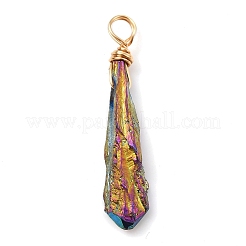 Electroplated Raw Rough Natural Quartz Crystal Copper Wire Wrapped Pendants&nbsp;PALLOY-JF02411-01