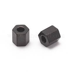 イオンプレーティング（IP）304ステンレススチールスペーサービーズ  六角  電気泳動黒  3.2x3.2x3mm  穴：1.4mm&nbsp;STAS-D170-04B-B