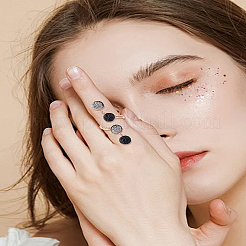 女性用ラウンド合金オープンカフリング2個2色  樹脂ラインストーン付き  プラチナ  内径：16~19mm  1pc /カラー&nbsp;RJEW-LP0005-08