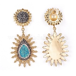 Natural Druzy Agate Dangle Stud Earrings&nbsp;EJEW-F232-37G