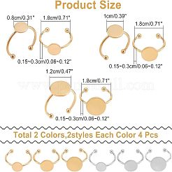24Pcs 6 Style Stainless Steel Open Cuff Finger Ring Finding&nbsp;FIND-CA0004-44