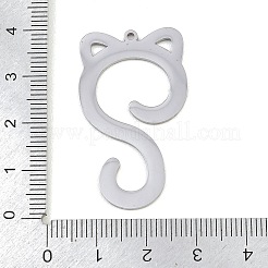 304ステンレスペンダント  猫のチャーム  ステンレス鋼色  38.5x22.5x1.3mm  穴：1.4mm&nbsp;STAS-Z183-02P