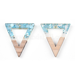 Transparent Resin & White Wood Pendants&nbsp;RESI-N039-50