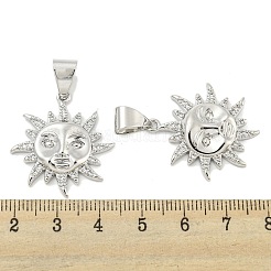 Brass Micro Pave Clear Cubic Zirconia Pendants&nbsp;ZIRC-P115-01P