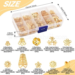 メッキ鉄ベル細線細工ビーズキャップ  ファンシービーズキャップ  花  ゴールドカラー  6.5~16x6.5~14x4~10mm  穴：0.5~1.5mm  345個/セット&nbsp;IFIN-FS0001-51