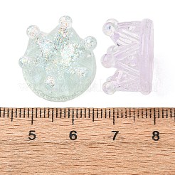 蓄光透明樹脂カボション  クラウン  グリッターパウダー付き  暗闇で光る  ミックスカラー  18.5x11mm&nbsp;CRES-L045-03