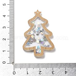 クリスマステーマの不透明プリントアクリルパーツ  クリスマスツリー  ホワイト  39.5x25.5x2.5mm  穴：1.2mm&nbsp;SACR-Z005-02A