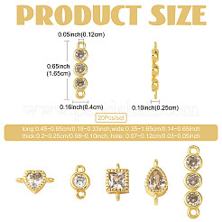 20Pcs 5 Styles Brass Pave Clear Cubic Zirconia Links Connector Charms&nbsp;KK-FS0002-05