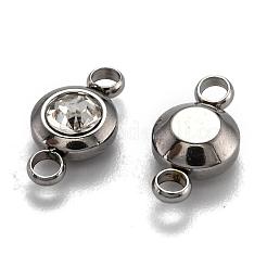 Flat Round 304 Stainless Steel Cubic Zirconia Links&nbsp;STAS-P029-M