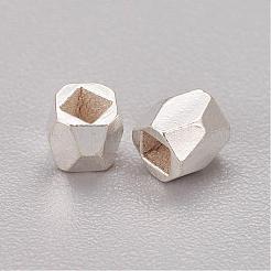 合金のスペーサービーズ  多面カット  コラム  銀色のメッキ  3x3mm  穴：1.5mm&nbsp;X-PALLOY-C077-S