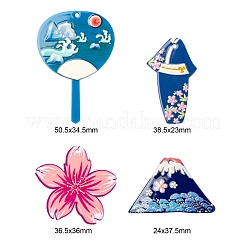 24個4スタイルアクリルパーツ  3dプリント  火山＆着物＆ファン＆花  ミックスカラー  6個/スタイル&nbsp;KY-LS0001-08