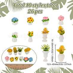 5スタイルの樹脂製植物ミニモデル  マイクロランドスケープドールハウスアクセサリー  小道具の装飾のふりをする  ミックスカラー  16~30x13.5~27x20~48mm&nbsp;RESI-AR0001-54
