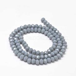 カット加工ロンデルガラスビーズ連売り  士官候補生ブルー  6x4mm  穴：1mm  約85~88個/連  16.5インチ&nbsp;GLAA-I033-6mm-21