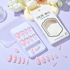 ABSプラスチックフルカバープレスオン付け爪  ネイルアート取り外し可能なマニキュア  ステッカー付き  ピンク  18.5~26x7~13.5x3~5mm&nbsp;DIY-CJC0006-12A