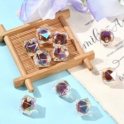 ツートンカラーのUVメッキレインボー虹色アクリルビーズ10個  ポリゴン  ココナッツブラウン  15.5x16x16mm  穴：2.7~2.8mm&nbsp;TACR-YW0002-33F
