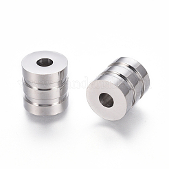 変色しにくい304ステンレススチールの溝ビーズ  コラム  ステンレス鋼色  10.5x10mm  穴：3mm&nbsp;X-STAS-I126-05P