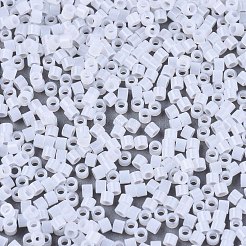 Fgb 11/0グレードaガラスシードビーズ  シリンダー  均一なシードビーズサイズ  焼き付け塗料  雪  1.5x1mm  穴：0.5mm  約2000個/10g&nbsp;X-SEED-S030-1141