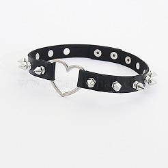 Spiked Rivet Alloy Heart Link PU Leather Choker Necklaces for Women&nbsp;FS-WGC3189-01