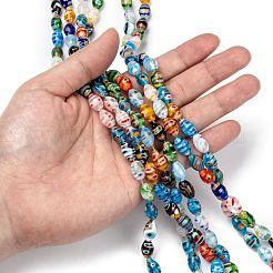 Oval Handmade Millefiori Glass Beads Strands&nbsp;LK-R004-37