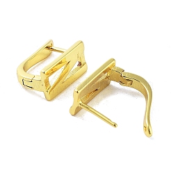 女性用真鍮文字スタッドピアス  鉛フリー＆カドミウムフリー  18KGP本金メッキ  文字N  15x7mm&nbsp;EJEW-A038-01N-G