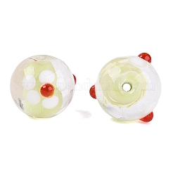 手作りのでこぼこランプワークビーズ  ラウンド＆フラワー  甘露  12~14.5mm  穴：1.2~1.5mm&nbsp;LAMP-N042-21A-03