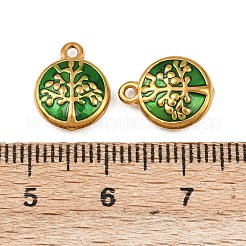 304ステンレススチールチャーム  エナメル  ゴールドカラー  フラットラウンド  12.5x10x4mm  穴：1.2mm&nbsp;STAS-C160-03E-G