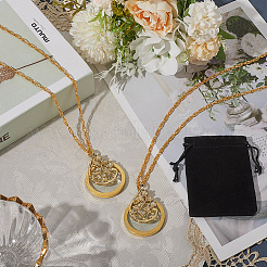 2Pcs Alloy Flower & Glass Magnifying Pendant Necklace for Women&nbsp;MAGL-SP0001-01G