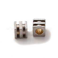 変色しない201ステンレススチールビーズ  直方体の  ステンレス鋼色  3x3x1mm  穴：1.6mm&nbsp;STAS-M089-13P