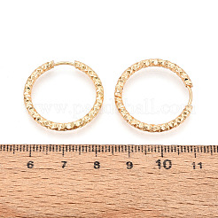 304ステンレススチールフープピアス  テクスチャリング  18KGP本金メッキ  24~24.5x25x2.5mm&nbsp;X-STAS-T074-19G